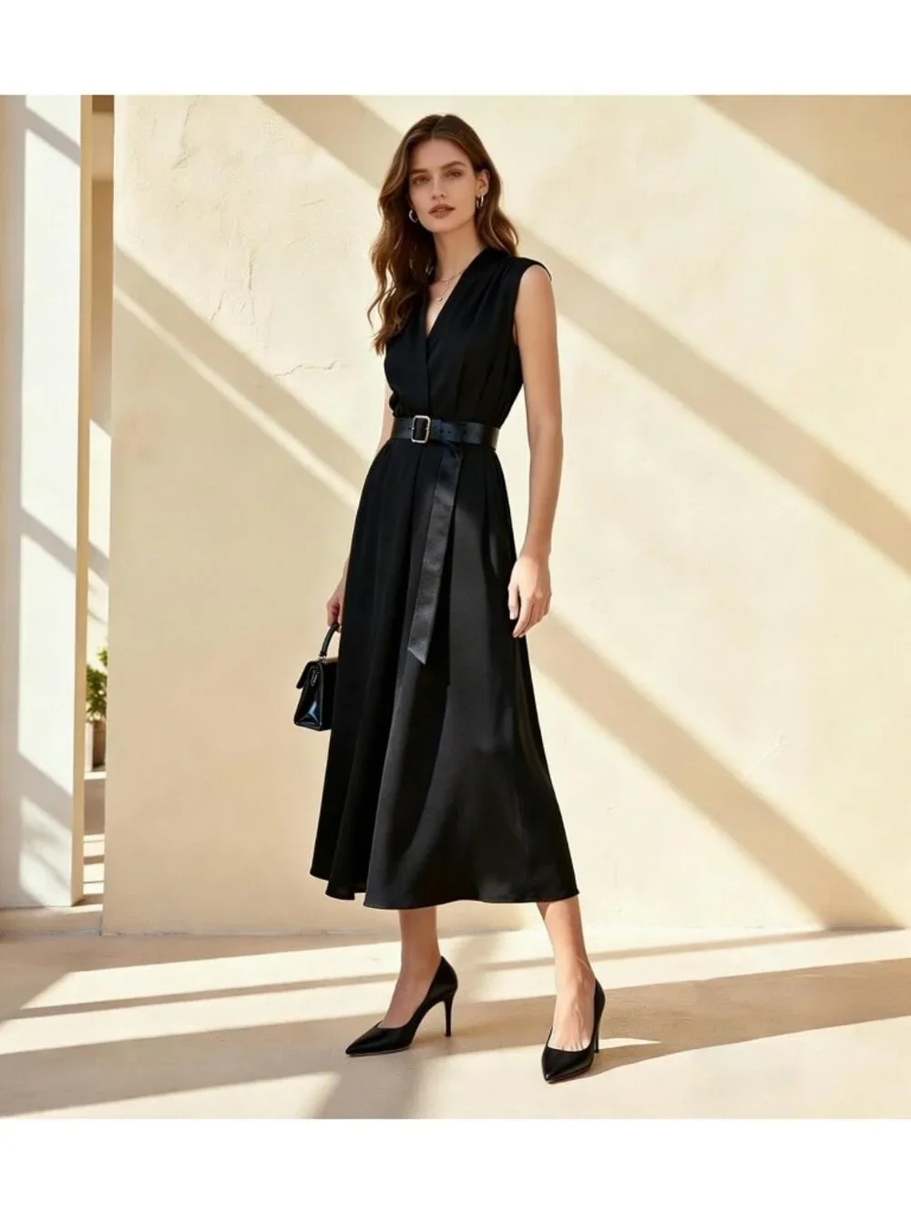 Women's Black Matte Closed Pointed Toe High Heel Pump Slip On Party Dress Shoes